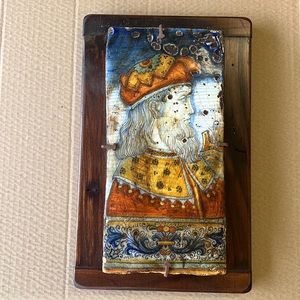 Unique hand painted Tuscan terra cotta roof tile